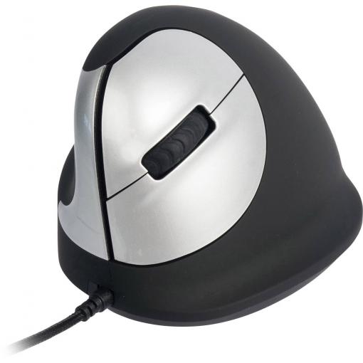 R-GO Tools RGOHELE optická ergonomická myš, přenos USB, 4 tlačítko, 1750 dpi, černá, stříbrná