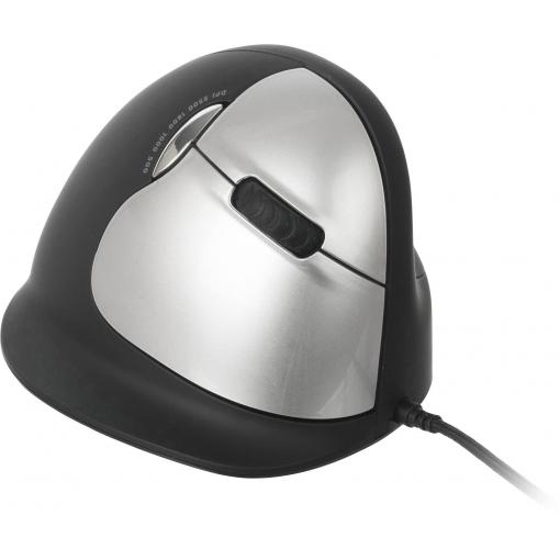 R-GO Tools RGOHELA ergonomická myš USB optická černá, stříbrná 4 tlačítko 3500 dpi ergonomická