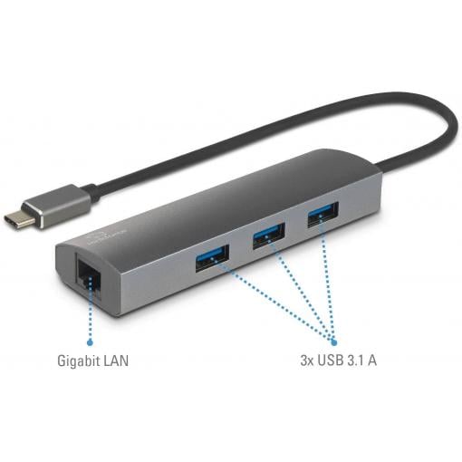 Renkforce síťový adaptér / rozbočovač 1 GBit/s USB-C™ (USB 3.2 Gen 1), Gigabit LAN (1 Gbit/s) , USB 3.2 (Gen 1x1)