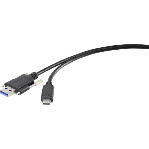 Renkforce USB kabel USB 3.2 Gen1 USB-A zástrčka, USB-C ® zástrčka 1.00 m černá lze šroubovat RF-3386040