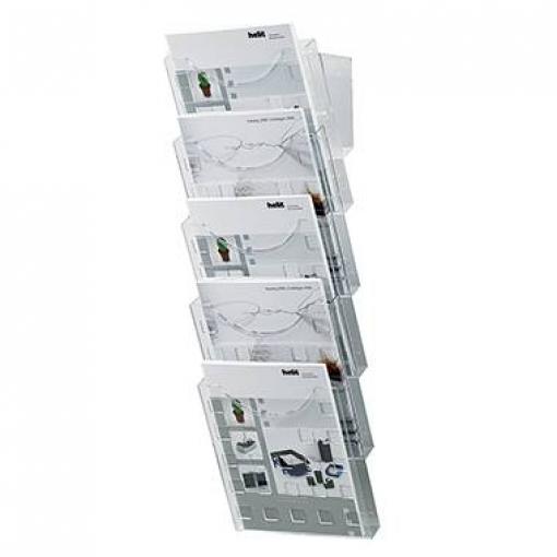 Helit helit - Prospektspender - geeignet für Wandmontage H6103102 držák prospektů čiré sklo DIN A4 Počet přihrádek 5 1 ks (š x v x h) 241 x 578 x 150 mm