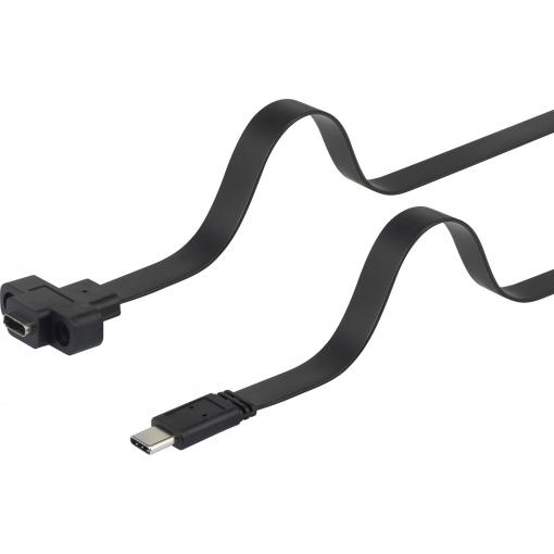 Renkforce USB kabel USB 3.2 Gen1 USB-C ® zástrčka, USB-C ® zásuvka 0.25 m černá lze šroubovat, flexibilní provedení RF-3415030