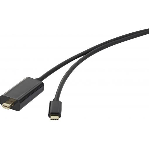 Renkforce USB-C® / Mini-DisplayPort kabelový adaptér USB-C ® zástrčka, Mini DisplayPort konektory 3.00 m černá RF-3421676 Kabel pro displeje USB-C®