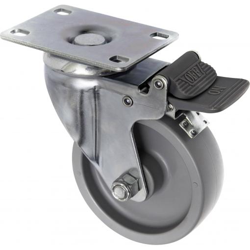 TOOLCRAFT TO-5137938 Otočné kolečko s aretační brzdou a konstrukční deskou 100 mm, polypropylenové nosnost (max.): 125 kg