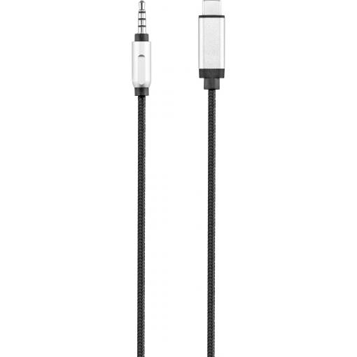 Renkforce RF-3432030 USB / jack audio kabel [1x USB-C® zástrčka - 1x jack zástrčka 3,5 mm] 1.20 m černá hliníková zástrčka