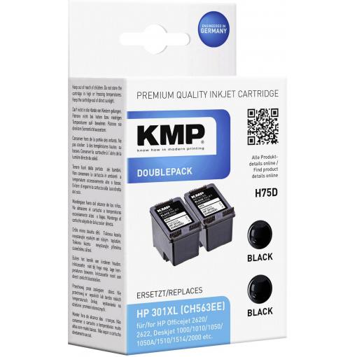 KMP Ink náhradní HP 301XL, CH563EE kompatibilní Dual černá H75D 1719,4021
