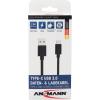 Ansmann USB kabel USB 3.2 Gen1 USB-A zástrčka, USB-C ® zástrčka 2.00 m černá hliníková zástrčka, krytí TPE, oboustranně zapojitelná zástrčka 1700-0081
