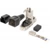 Digitus RJ45 síťový konektor CAT 6A, nevybavený specifikací [1x LSA, IDC konektor, rychlospojka - 1x RJ45 zástrčka, RJ45 zástrčka 8p8c] stříbrná, ocelová