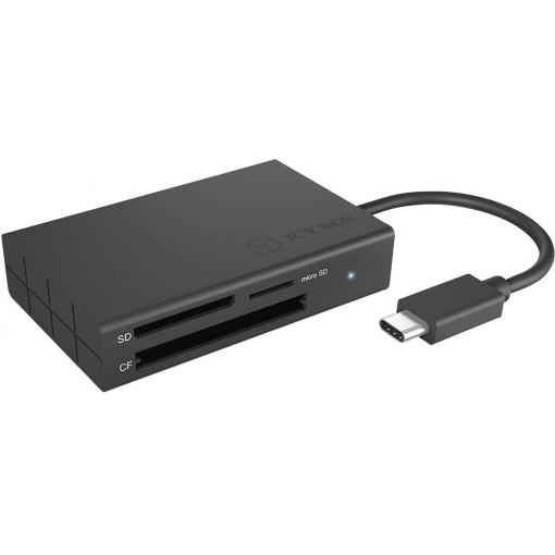 ICY BOX IB-CR401-C3, Type-C® USB 3.0 Kartenleser (CF, SD 4.0, micro SD 4.0), UHS-II, mit externí čtečka paměťových karet / hub USB-C® černá