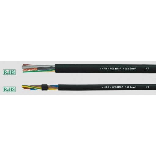 HELU 35001 kabel s gumovou izolací H05RR-F 2 x 0.75 mm² černá 50 m
