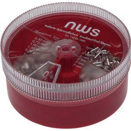 NWS 144-BS-1400 sada dutinek 0.5 mm², 0.75 mm², 1 mm², 1.5 mm², 2.5 mm² bez izolace stříbrná 1400 ks