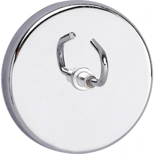 Maul magnet (Ø x v) 52 mm x 31 mm kulatý, s hákem stříbrná 1 ks 6155596