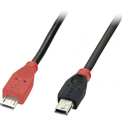 LINDY USB kabel USB 2.0 USB Micro-B zástrčka, USB Mini-B zástrčka 0.50 m černá s funkcí OTG 31717