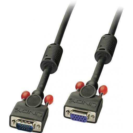 LINDY VGA prodlužovací kabel VGA pólové Zástrčka, VGA pólové zásuvka 1.00 m černá 36392 VGA kabel