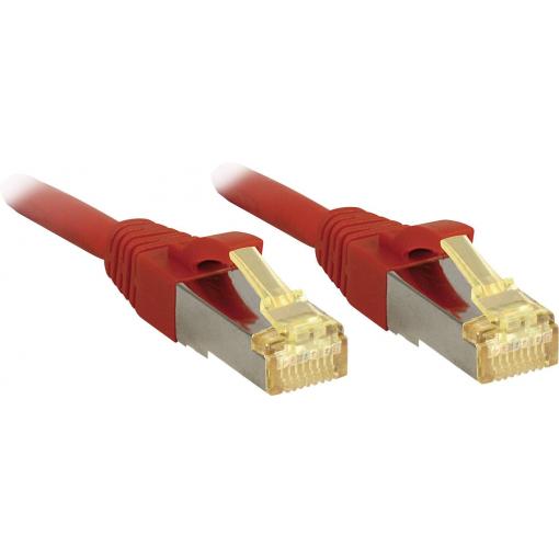 LINDY 47293 RJ45 síťové kabely, propojovací kabely CAT 6a (surový kabel CAT 7) S/FTP 1.50 m červená s ochranou 1 ks