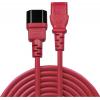 LINDY napájecí prodlužovací kabel [1x IEC zástrčka C14 10 A - 1x IEC C13 zásuvka 10 A] 0.50 m červená