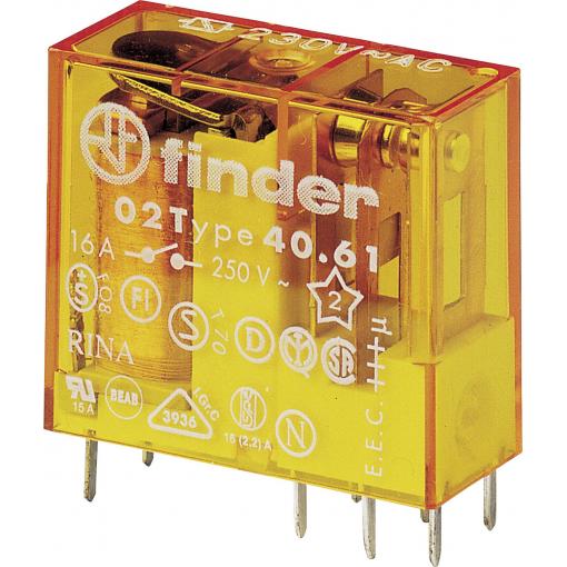 Finder 40.61.8.230.4000, 40.61.8.230.4000 relé do DPS, monostabilní, 1 cívka, 400 V/AC, 16 A, 1 ks