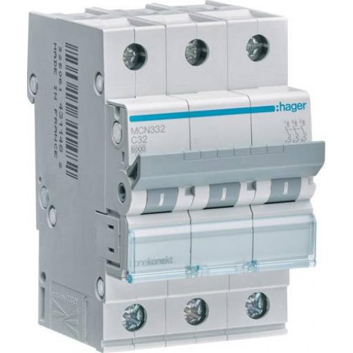 Hager MCN332 MCN332 elektrický jistič 3fázový 32.0000 A 230 V, 400 V