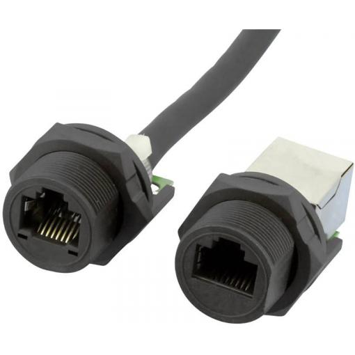 W & P Products Zdířky RJ-45 se šroubovou západkou pro montáž krytu, Cat 5e, IP67 W654-1-7-1 pouzdro spojky RJ45 černá 1 ks