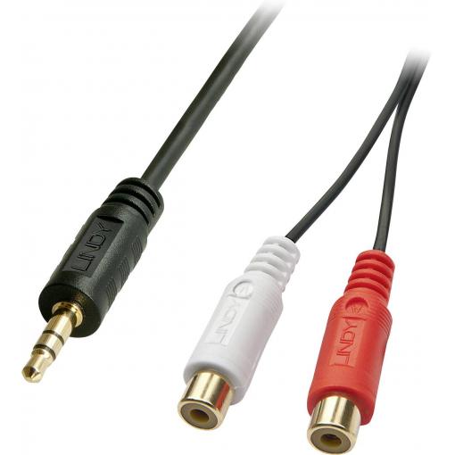 LINDY 35678 Lindy Premium - Audio-Adapter - 0.08 mm² - RCA x 2 (W) jack / cinch audio adaptér [1x jack zástrčka 3,5 mm - 2x cinch zásuvka] černá