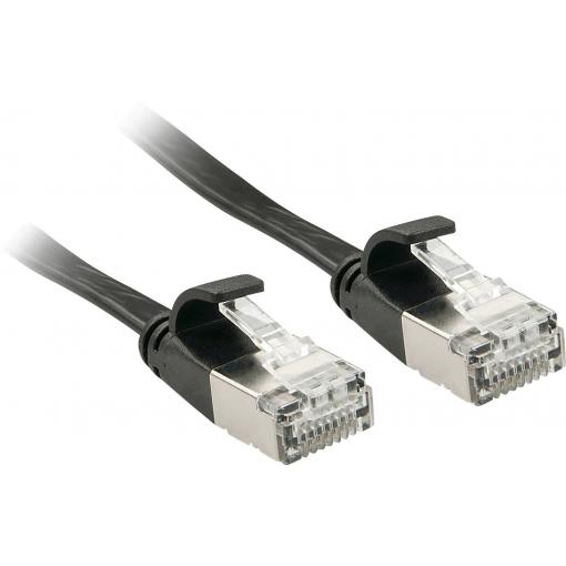 LINDY 47484 RJ45 síťové kabely, propojovací kabely CAT 6A U/FTP 5.00 m černá s ochranou, plochý, ploché provedení 1 ks