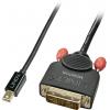 LINDY Mini-DisplayPort / DVI kabelový adaptér Mini DisplayPort konektory, DVI-D 18 + 1 pól Zástrčka 1.00 m černá 41951 Kabel DisplayPort
