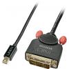 LINDY Mini-DisplayPort / DVI kabelový adaptér Mini DisplayPort konektory, DVI-D 18 + 1 pól Zástrčka 2.00 m černá 41952 Kabel DisplayPort