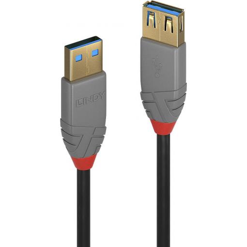 LINDY USB kabel USB 3.2 Gen1 USB-A zástrčka, USB-A zásuvka 0.50 m černá 36760