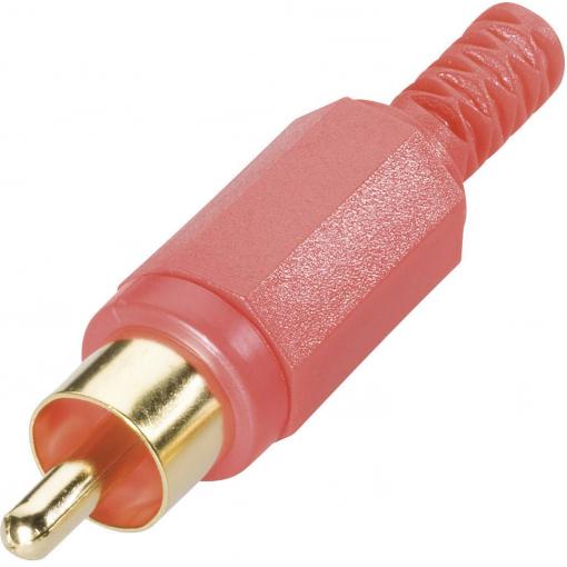 Cinch zástrčka, 2pól., s ochranou proti ohybu, pozlacená, bílá