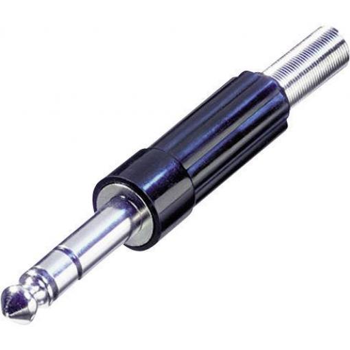 Rean AV NYS 204 jack konektor 6.35 mm zástrčka, rovná Pólů: 3 stereo stříbrná, černá 1 ks