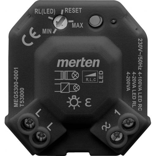 Merten MEG5300-0001 stmívač pod omítku Vhodné pro svítidlo: halogenová žárovka, žárovka, LED žárovka černá