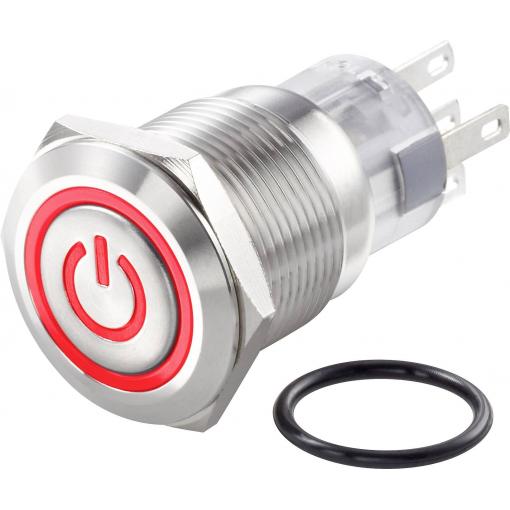 TRU COMPONENTS TC-LAS1-AGQ-11ZET/R/12V/S, TC-7494524 tlačítkový spínač antivandal, 19 mm, 250 V/AC, 3 A, 1 ks