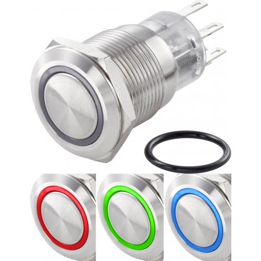 TRU COMPONENTS TC-LAS1-AGQ-11ZE/42RGB/, TC-7494632 tlačítkový spínač antivandal, 19 mm, 250 V/AC, 3 A, 1 ks