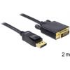 Delock DisplayPort / DVI kabelový adaptér Konektor DisplayPort, DVI-D 24+1pol. Zástrčka 2.00 m černá 82591 Kabel DisplayPort