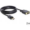 Delock DisplayPort / DVI kabelový adaptér Konektor DisplayPort, DVI-D 24+1pol. Zástrčka 2.00 m černá 82591 Kabel DisplayPort