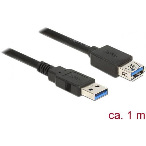 Delock USB kabel USB 3.2 Gen1 USB-A zástrčka, USB-A zásuvka 1.00 m černá pozlacené kontakty 85054
