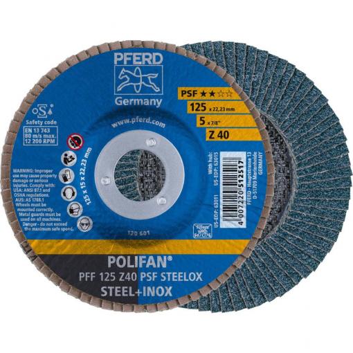 PFERD TOOLS 67664125 Z Psf Steelox vějířovitý brusný kotouč Průměr 125 mm Ø otvoru 22.23 mm Zrnitost 40 10 ks