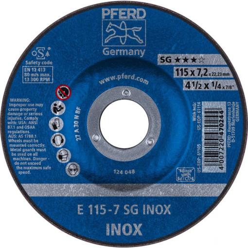 PFERD 62211623 Sg Inox brusný kotouč lomený Průměr 115 mm Ø otvoru 22.23 mm 10 ks