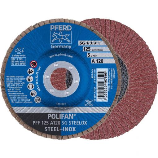 PFERD TOOLS 67612125 A Sg Steelox vějířovitý brusný kotouč Průměr 125 mm Ø otvoru 22.23 mm Zrnitost 120 10 ks