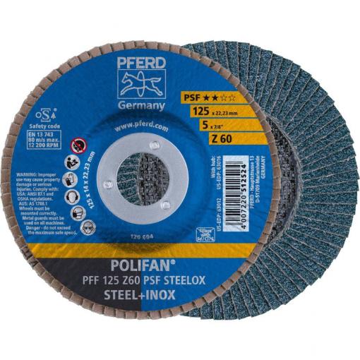 PFERD TOOLS 67666125 Z Psf Steelox vějířovitý brusný kotouč Průměr 125 mm Ø otvoru 22.23 mm Zrnitost 60 10 ks