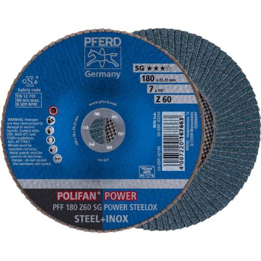 PFERD TOOLS 67686185 Z Sg Power Steelox vějířovitý brusný kotouč Průměr 180 mm Ø otvoru 22.23 mm Zrnitost 60 10 ks