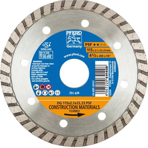 PFERD TOOLS 68011222 Dg Psf diamantový řezný kotouč Průměr 115 mm Ø otvoru 22.23 mm 1 ks