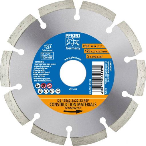 PFERD TOOLS 68012221 Ds Psf diamantový řezný kotouč Průměr 125 mm Ø otvoru 22.23 mm 1 ks