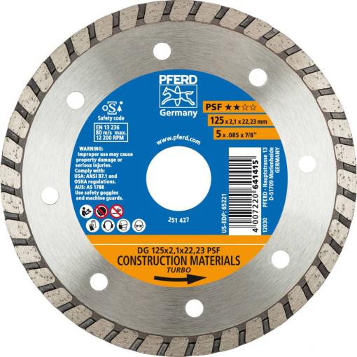 PFERD TOOLS 68012222 Dg Psf diamantový řezný kotouč Průměr 125 mm Ø otvoru 22.23 mm 1 ks