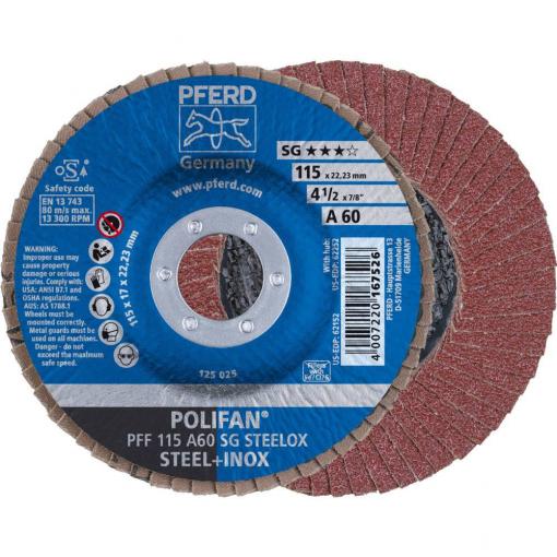 PFERD TOOLS 67606115 A Sg Steelox vějířovitý brusný kotouč Průměr 115 mm Ø otvoru 22.23 mm Zrnitost 60 10 ks