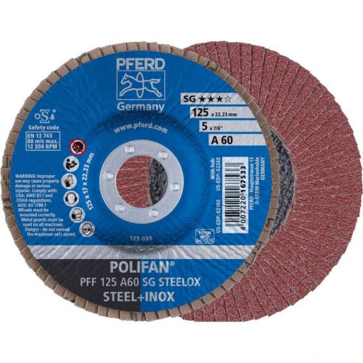 PFERD TOOLS 67606125 A Sg Steelox vějířovitý brusný kotouč Průměr 125 mm Ø otvoru 22.23 mm Zrnitost 60 10 ks