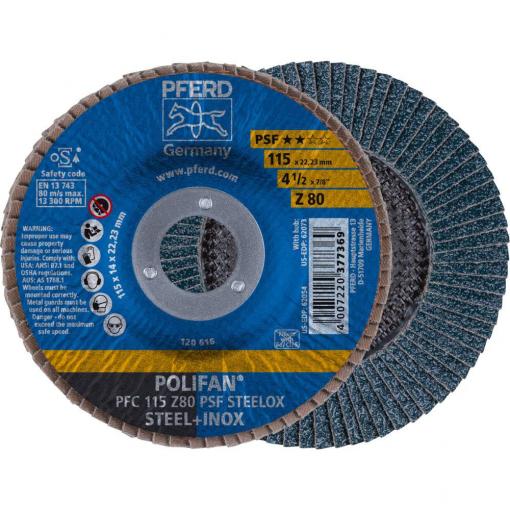 PFERD TOOLS 67768115 Z Psf Steelox vějířovitý brusný kotouč Průměr 115 mm Ø otvoru 22.23 mm Zrnitost 80 10 ks