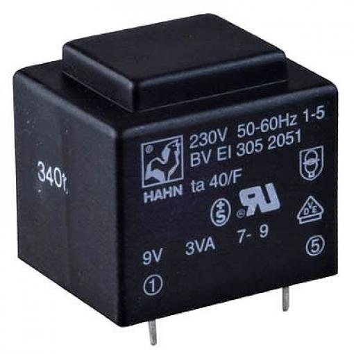 Transformátor DPS HAHN 2,6 VA, 1× 9 V / 0,29 A