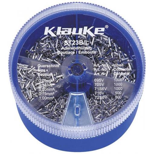 Klauke ST23B sada dutinek 0.25 mm², 0.34 mm², 0.5 mm², 0.75 mm², 1 mm² bez izolace stříbrná 4000 díly