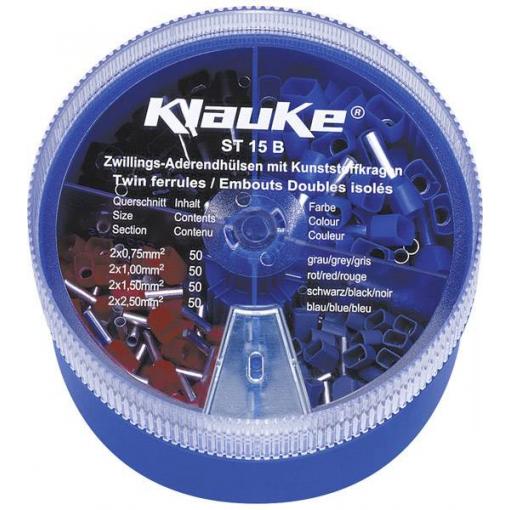 Klauke ST15B sada 2násobných dutinek 0.75 mm², 1 mm², 1.5 mm², 2.5 mm² částečná izolace šedá, červená, černá, modrá 200 díly